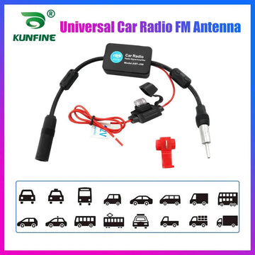 KUNFINE Universal Auto Car Radio FM Antenna Signal Booster Amplifier for Marine Car Vehicle Boat RV 12V Signal Antenna Enhance