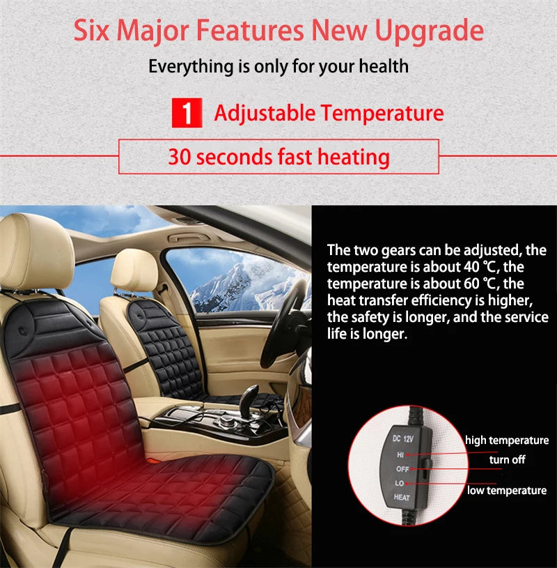 Car Heated Seat Cover (One-Seater) – Breathable Fabric, Safe Heating, Winter Essential