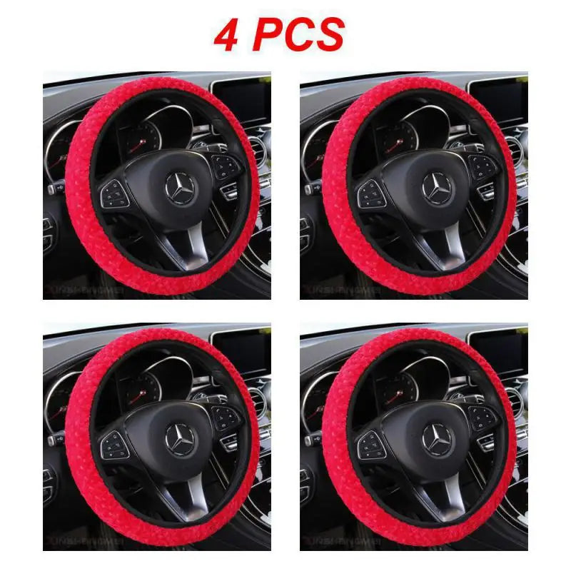 Four Seasons Universal Steering Wheel Cover 37-39cm - Faux Leather & Velvet