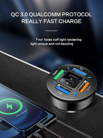 New Car Dual PD 6-port Universal Super Fast Charging Conversion Plug Multi-function Mobile Phone Car Charger 4USB Car Charger