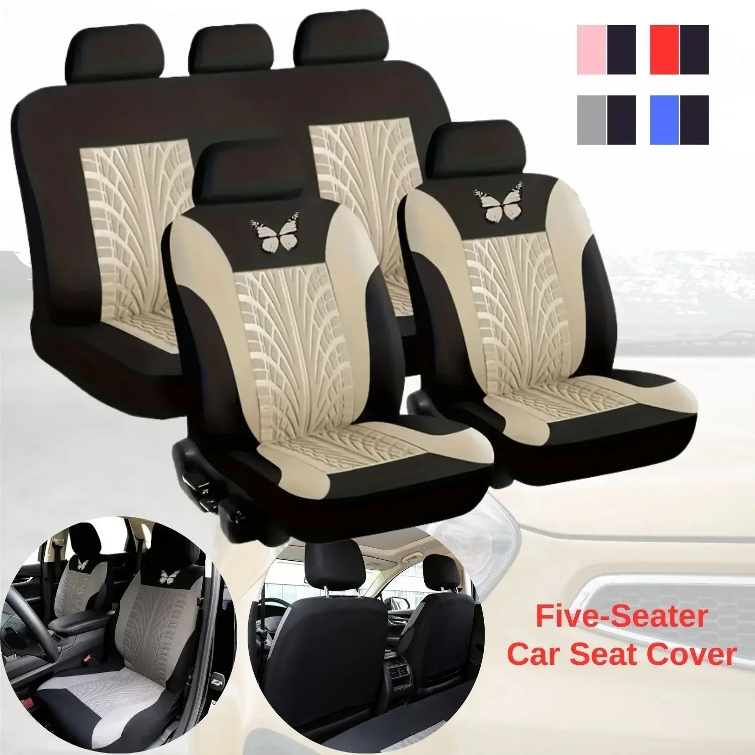 Universal Car Seat Cover Set - Embroidery Design - 9PCS