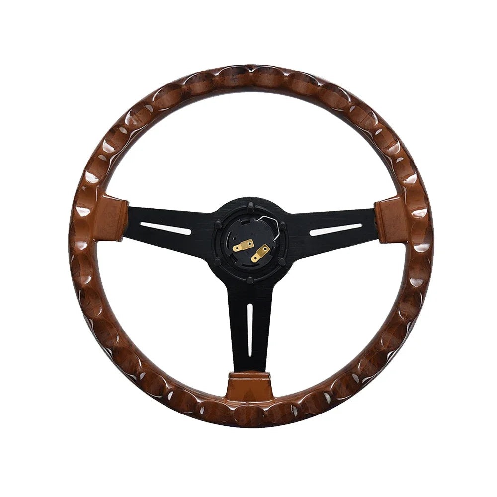 14-Inch Racing Steering Wheel – Universal Fit, ABS Wood Grain, Black Stitching