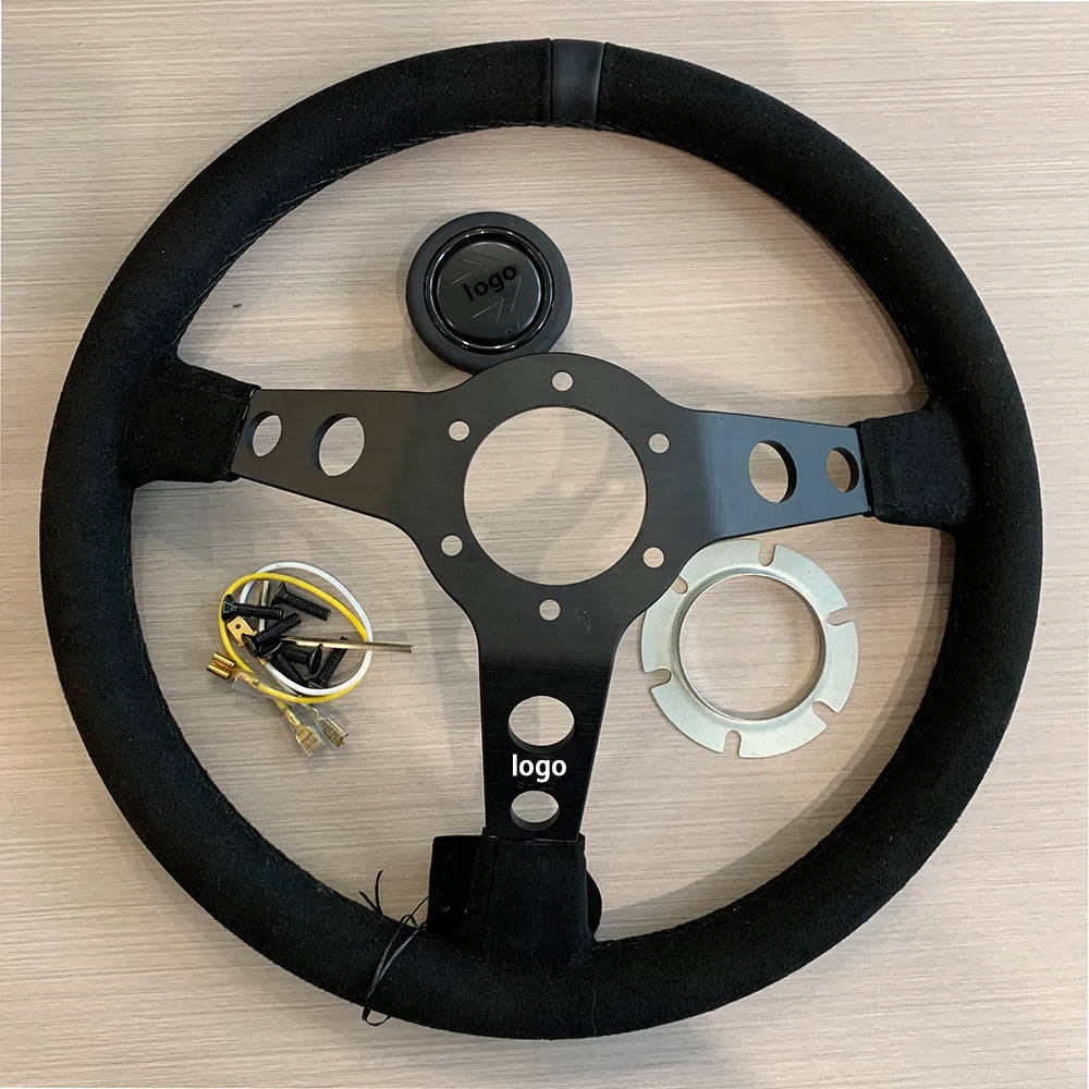 14Inch Deep Concave Racing Steering Wheel | Suede Leather for JDM Cars