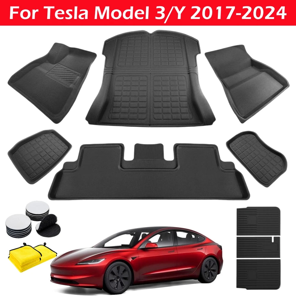 3D Floor Mats For Tesla Model 3 Y 2017 to 2024