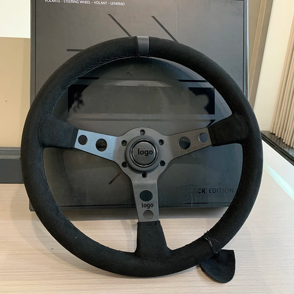 14Inch Deep Concave Racing Steering Wheel | Suede Leather for JDM Cars